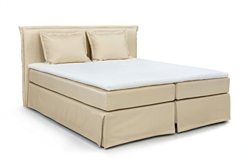 B-famous Boxspringbett Brighton 180 x 200 cm, Strukturstoff, beige