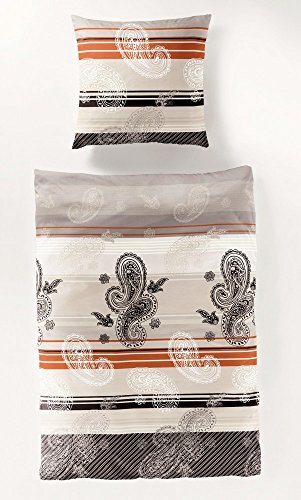 Bierbaum Biber Bettwäsche 135x200cm 2 tlg. Paisley Grau Silber Braun Weiß