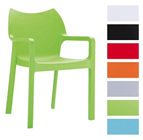 CLP 2er-Set Gartenstuhl DIVA mit Armlehnen | Pflegeleichter Kunststoffstuhl mit einer Belastbarkeit von 160 kg | In verschiedenen Farben erhältlich Grün