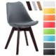 CLP Design Retro-Stuhl BORNEO V2 mit Kunstlederbezug und hochwertiger Polsterung | Lehnstuhl mit Holzgestell | Besonders pflegeleichter und strapazierfähiger Stuhl in verschiedenen Farben erhältlich Grau, Gestellfarbe: walnuss