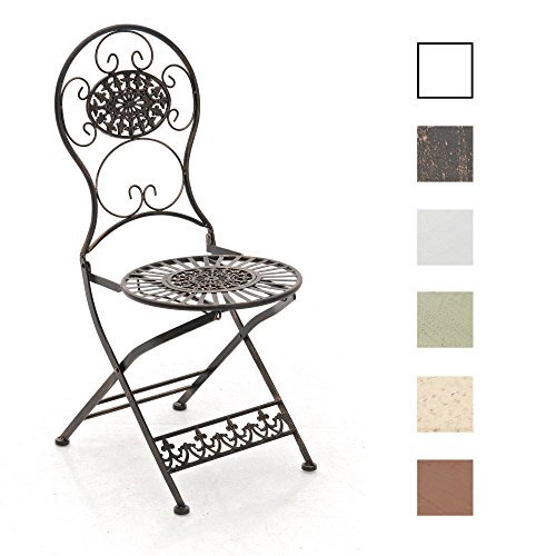 CLP Eisen-Klappstuhl MANI im Jugendstil | Antiker handgefertigter Gartenstuhl aus Eisen | In verschiedenen Farben erhältlich Bronze
