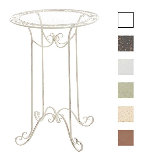 CLP Eisen-Stehtisch THALIA in nostalgischem Design | Gartentisch mit geschwungenen Beinen | In verschiedenen Farben erhältlich Antik Creme