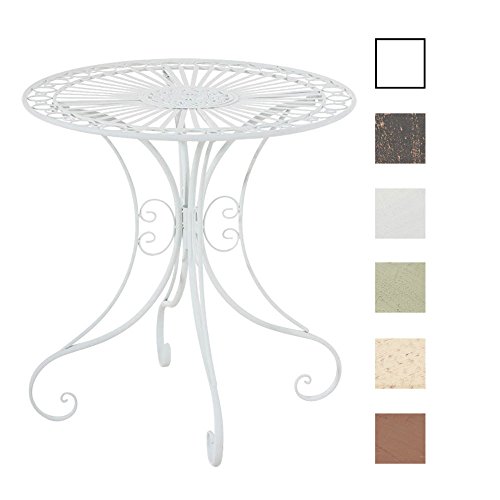 CLP Eisentisch HARI in nostalgischem Design | Robuster Gartentisch mit kunstvollen Verzierungen | In verschiedenen Farben erhältlich Weiß