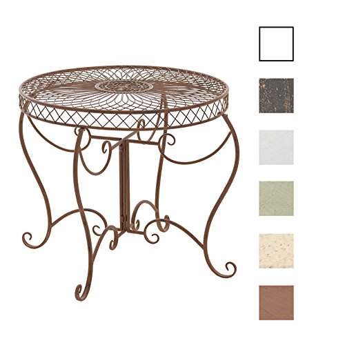 CLP Eisentisch SHEELA in nostalgischem Design | Gartentisch mit geschwungenen Beinen | In verschiedenen Farben erhältlich Antik Braun