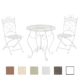 CLP Garten-Sitzgruppe INDRA aus Eisen | 2x Klappstuhl und 1x Tisch aus Eisen | Pflegeleichte Gartenmöbel im Jugendstil | In verschiedenen Farben erhältlich Weiß