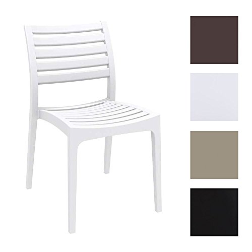 CLP Gartenstuhl, Küchenstuhl ARES - 160 kg max. Belastbarkeit, stapelbar, wasserabweisend, UV-beständig Weiß
