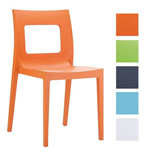 CLP Kunststoff-Gartenstuhl LUCCA XXL | Pflegeleichter Stapelstuhl für den Innen-und Außenbereich | In verschiedenen Farben erhältlich Orange