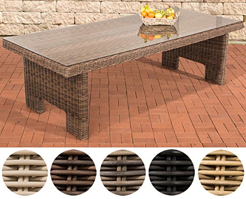 CLP Poly-Rrattan Garten-Tisch SANDNES, ALU Gestell rostfrei, 5 mm RUND-Geflecht Braun Meliert, 220 x 100 x 77 cm