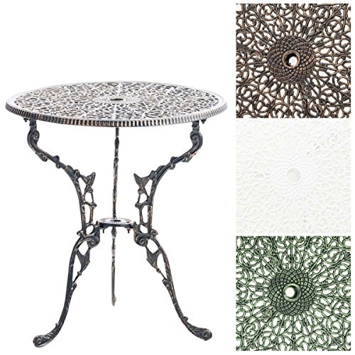 CLP Tisch DIVARI, Gartentisch rund Durchmesser Ø 60 cm, Höhe 66 cm, handgefertigt, Balkontisch, robust und witterungsbeständig Bronze