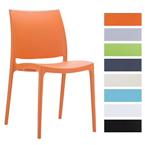 CLP XXL Küchenstuhl MAYA | Wetterbeständiger Stapelstuhl bis zu 160 kg belastbar | In verschiedenen Farben erhältlich Orange