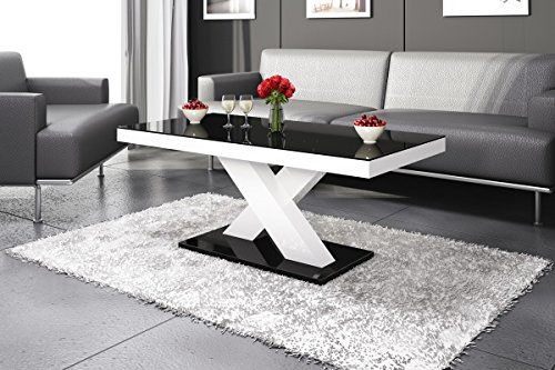 Couchtisch XENON MINI Super Hochglanz-Acryl (Weiß Hochglanz / Schwarz Hochglanz​)