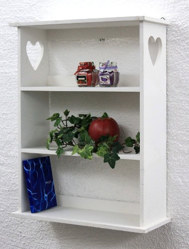 DanDiBo Wandregal mit Herz 12013 Regal 50 cm Vintage Shabby Landhaus Küchenregal Weiß