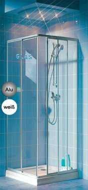 Eckeinstieg Duschkabine Echtglas Sicherheitsglas Silberne Profile Links 68 bis 83 und Rechts 73 bis 90cm Sondermass