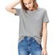 FIND T-Shirt Damen mit verkürzter Front, Rundem Halsausschnitt und Lockerer Passform, Grau (Grey Marl), 38 (Herstellergröße: Medium)