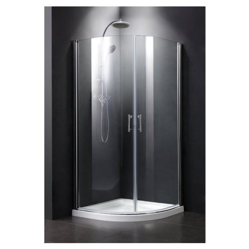 Galdem Duschabtrennung Premium 6 mm / Duschkabine / Dusche / Profil in Alu-Chromglanz / Drehtür mit Magenetverschluss / Echtglas / Sicherheitsglas (90 x 90 x 195 cm Viertelkreis)