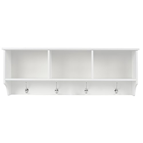 HOMFA Landhaus Wandschrank Wandgarderobe Flurgarderobe Hängeschrank Wandregal Küchenschrank Badschrank Wandboard Medizinschrank Küchenregal Weiß 98x20x35cm