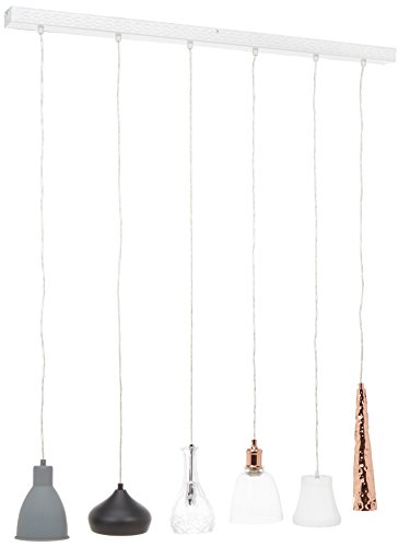 Hängeleuchte Shades Dining, grosse, moderne Pendelleuchte mit höhenverstellbaren Kabeln, Design Esszimmerlampen, grau-schwarz-weiß-kupfer (H/B/T) 138x110x16,5cm