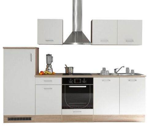 Küchenblock aus Eiche Sonoma / weiß matt Dekor ohne E-Geräte, ca. 270x195x60 cm