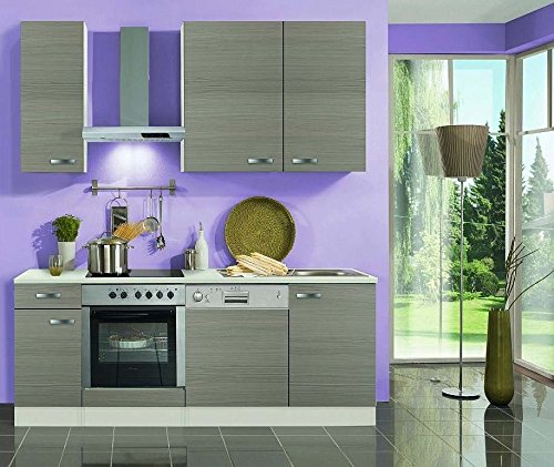 Küchenblock mit Geschirrspüler und Glaskeramikkochfeld Vigo 210 cm in Pinie Nachbildung