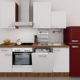 Küchenzeile 220 cm Weiß mit Dessauer Geräten und Retro Kühlschrank - Como