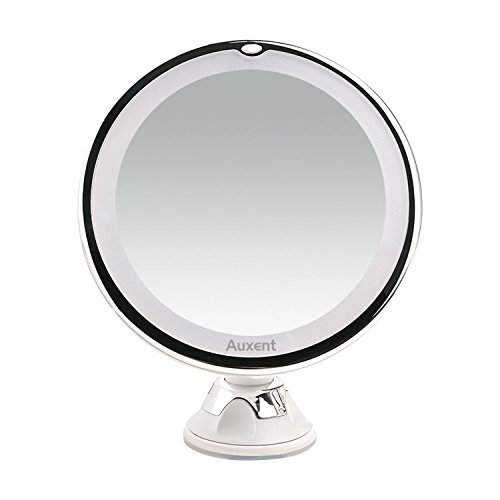 Kosmetikspiegel LED Beleuchtet mit 7x/10x Vergrößerung und Saugnapf, 360° Schwenkbar, Make-Up-Spiegel Auxmir Schminkspiegel mit Blendfreier Beleuchtung für Zuhause und Unterwegs