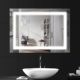LEBRIGHT LED Badezimmerspiegel mit Schalter, silberner Spiegel mit Touch-Taste