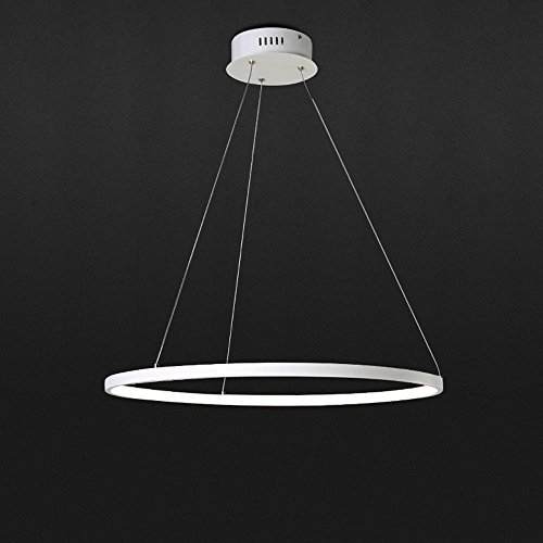 LED Pendelleuchte 1 Ring Rund Design Hängelampe Hängeleuchte Modern Beleuchtung Leuchte für Wohnzimmer Esszimmer Küche Acryl und Aluminium Lampe 35W Warmweiß 3000K , Ø 60cm