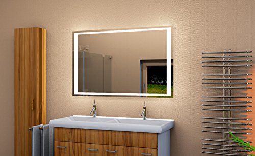 LED beleuchteter Badspiegel mit Licht Badezimmerspiegel mit LED Beleuchtung LED Spiegel Bad Wandspiegel WC Spiegel Lichtspiegel Romina (Breite: 40 x Höhe: 40 cm)