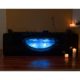 Luxus Whirlpool Badewanne Samurai Profi SCHWARZ mit 26 Massage Düsen + 3x LED Beleuchtung + Heizung + Ozon Eckwanne rechts + links mit Glas Hot Tub Spa indoor/innen für 2 Personen