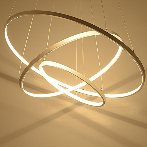 Modern LED Pendelleuchte 3 Ringe Design Pendellampe Metall Decken Hängeleuchte Esstisch Dekorative Fisch Kronleuchter Kreative Hängelampe Esszimmer Leuchte Warmes Licht 60CM+40CM+20CM