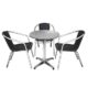 Multistore 2002 4tlg Balkonmöbel Terrassenmöbel Bistro Set Sitzgruppe Sitzgarnitur - Alu Bistrotisch/Stehtisch, Ø60cm, Tischplatte in Schleifoptik + 3 Bistrostühle, Poly-Rattan, Aluminium, stapelbar