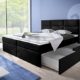 OUTLET !! Boxspringbett Inter mit 4 Schubladen, Bonell Federkernmatratze, inkl. Komfortschaum-Topper, Doppelbett Ehebett amerikanisches Bett (Tiguan 109, 160 x 200 cm)