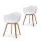 Romeo Wohnzimmerstuhl Esszimmerstuhl 2er-set Weiß Polypropylen und Buchenholz retro design Stuhl für Büro Lounge Küche Wohnzimmergrey (Weiß)