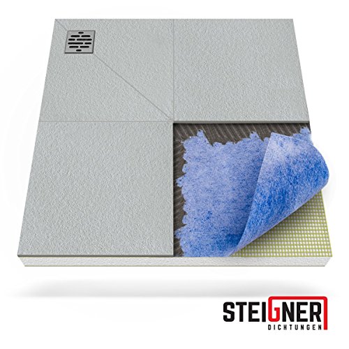 STEIGNER Duschelement inkl. DICHTFOLIE Duschboard befliesbar Dezentral Pos. 1, 80x80cm , EPS Bodenelement, Ablauf WAAGERECHT