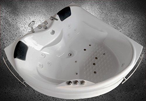 Sou24 Whirlpool Badewanne Ibiza Eckbadewanne Whirlwanne Luxus Variante LED Beleuchtung Massage Lichttherapie 150 cm x 150 cm