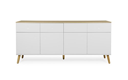 Tenzo 1678-454 Dot Designer Sideboard Holz, weiß / eiche, 43 x 192 x 86 cm