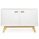 Tenzo 2172-001 BESS Designer Sideboard, lackiert, matt, Untergestell massiv, 72 x 114 x 43 cm, weiß / eiche, (HxBxT)