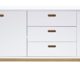Tenzo 2176-001 Bess Designer Sideboard, lackiert, Matt, Untergestell massiv, 82 x 200 x 43 cm, weiß / eiche