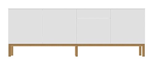Tenzo 2285-001 Patch Designer Sideboard, lackiert, Matt, Untergestell massiv, 85 x 238,5 x 47 cm, weiß / eiche