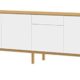 Tenzo 2285-454 Patch Designer Sideboard, lackiert, Matt, Topplatte furniert, Untergestell massiv, 85 x 238,5 x 47 cm, weiß / eiche