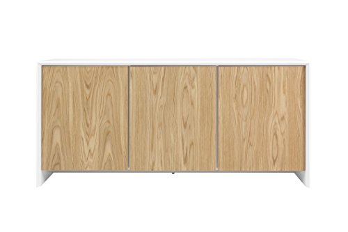 Tenzo 5933-454 Profil Designer Sideboard, 80 x 173 x 47 cm, weiß / eiche furniert