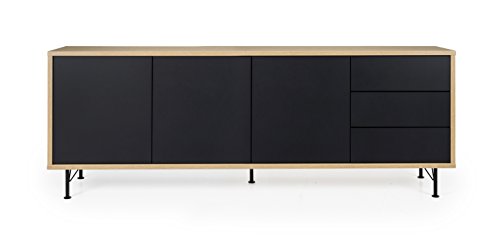 Tenzo Flow Sideboard, Holz, schwarz / eiche, 206 x 44 x 79 cm