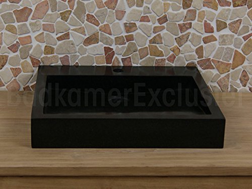 Terrazzo Aufsatzwaschbecken schwarz, 1 Hahnloch, Waschbecken, Waschschale, Waschtisch TZS 038S Höhe 8CM, Tiefe 45CM, Breite 50CM, Gewicht etwa 23 KG