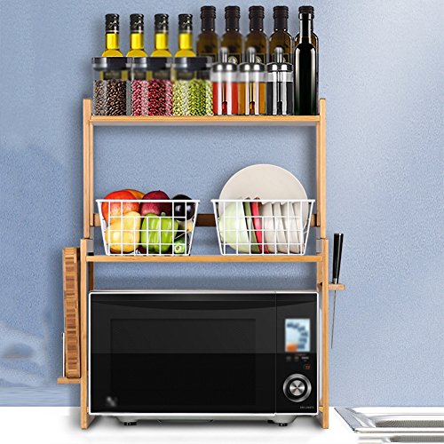 WENZHE Küchen Rack Küchenregal Küche Ablage Regal Storage Racks Küchenregale Aus Massivholz Für Küche Backofengestell Würze Veranstalter Zuhause Lager Schicht 2/3 Holzfarbe Küchenregale ( Farbe : 3 floors without floor )