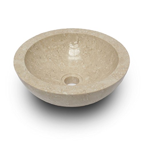 Waschbecken Handwaschbecken Steinwaschbecken Natur 33cm Bad Hell Creme Rund Marmor Stein Glatt Nr.6