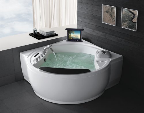 Whirlpool Badewanne C640 Eckwhirlpool Whirlwanne mit TV, Heizung, 38 Düsen