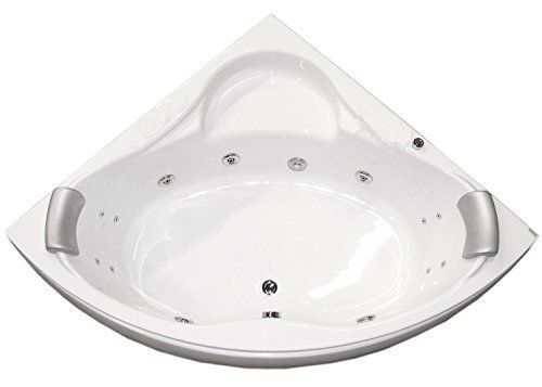 Whirlpool Badewanne Karibik Basic MADE IN GERMANY 140 x 140 + 150 x 150 cm mit 13 Massage Düsen + Unterwasser Beleuchtung / Licht + Balboa + OHNE Armaturen Eckwanne