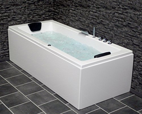 Whirlpool Badewanne Venedig MADE IN GERMANY rechts oder links 150 / 160 / 170 x 75 cm mit 6 Massage Düsen + MIT Armaturen runde rechte / linke Eckbadewanne