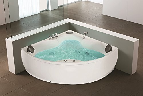 Whirlpool Eck Badewanne Monaco mit 12 Massage Düsen + Unterwasser Beleuchtung / LED + Wasserfall Luxus Eckwanne Hot Tub Spa indoor / innen günstig