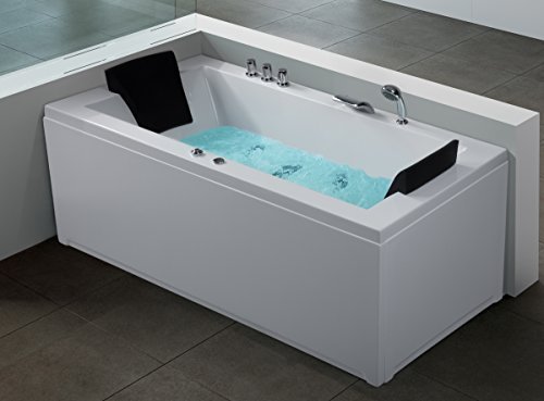 Whirlpool Eck Badewanne Nizza rechts oder links mit 6 Massage Düsen + LED Beleuchtung / Licht Sprudelbad Hot Tub Eckwanne innen super günstig